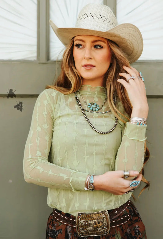 Lime Green Cowboy Mesh